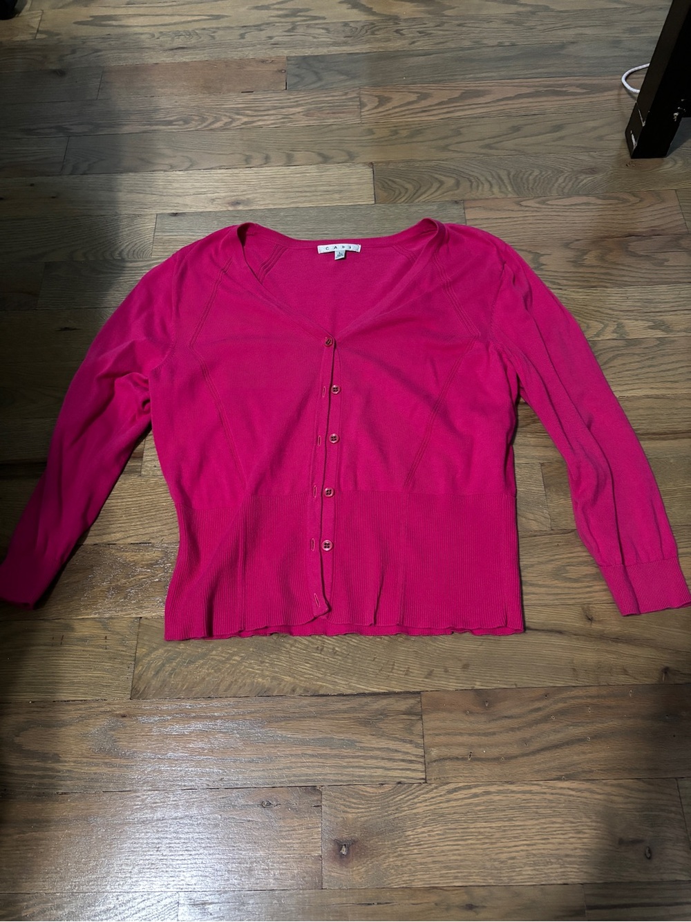 CAbi Hot Pink V-Neck Button Down Cardigan